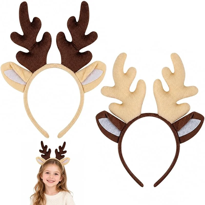 LBMOUD 2 PCS Diademas Re-no Navidad, Diadema Navideñas con Astas, Regalos para Niños, Renos Gorros Sombreros Decoración Complementos de Navidad Accesorios de Navideños Carnaval Photocall. — Ropa Navidad