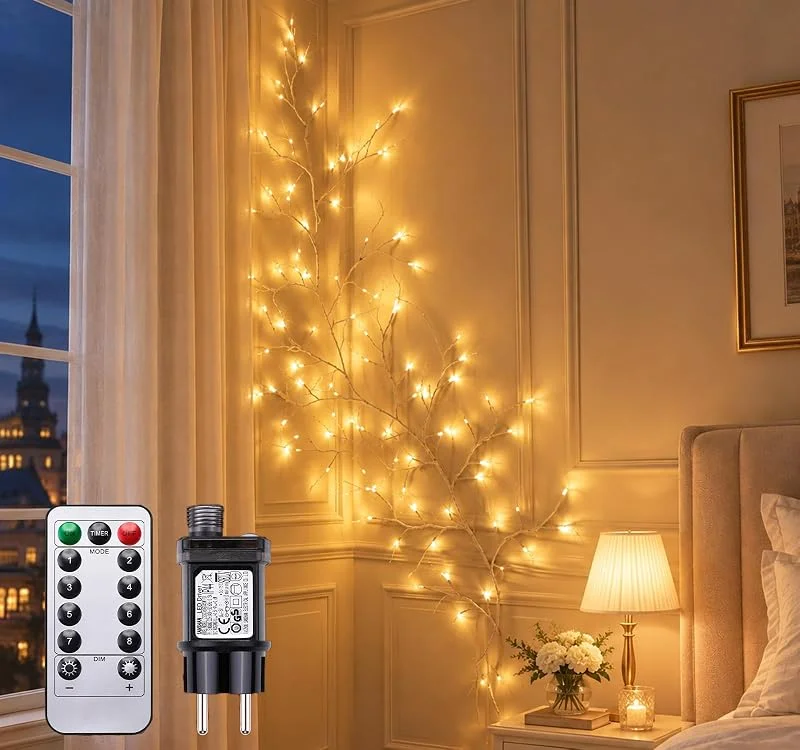 DAYLUMI Guirnalda de Luces LED, 8 Modos Ramas de Abedul Cadena de Luces con Enchufe, 96 LEDs Modelado DIY para Decoración de Habitaciones, Dormitorios y Salones (96 Led (1 Unidad) — Luces Navidad
