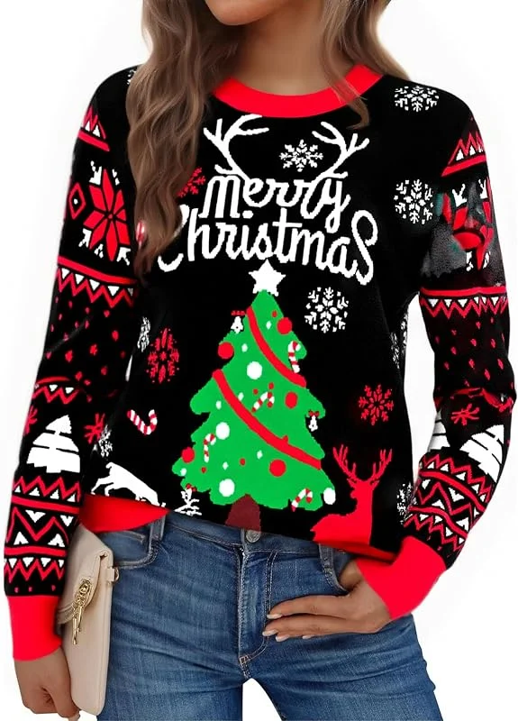 Visita la tienda de Jezonga Jersey Mujer Cálido Invierno Christmas Sweater Manga larga — Ropa Navidad