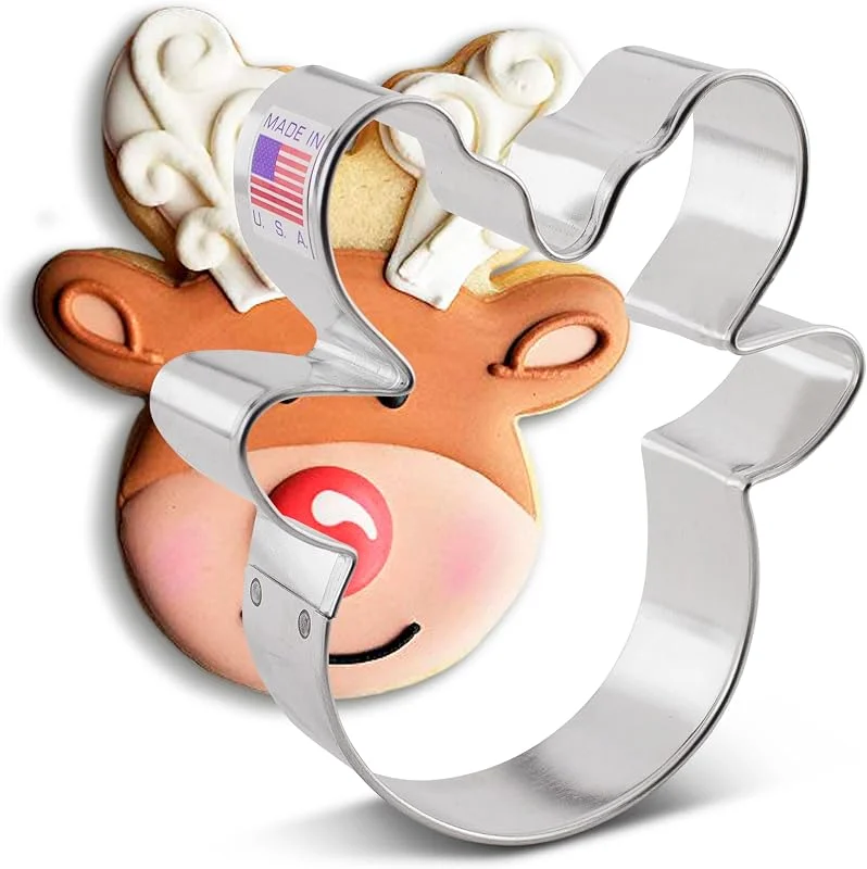 Visita la tienda de Ann Clark Cookie Cutters Ann Clark Cookie Cutters Cortador de galletas cabeza, cara de reno por Flour Box Bakery - 9, 5 cm — Hogar y cocina