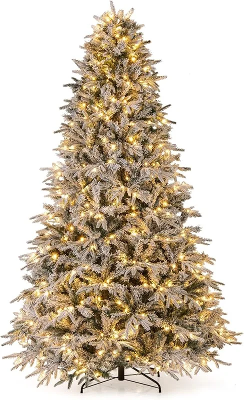 Visita la tienda de COSTWAY COSTWAY Arbol de Navidad Nevado con Luces 240cm, Arbol de Navidad con Luces Incorporadas, 460 LED Blancas Cálidas, 1646 Ramas de PVC y PE con Nieve, Christmas Tree with Light (240cm) — Decoracion Navidad