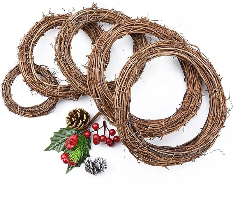 Audio frequency% 5 Piezas Corona de Ratán Corona Navideña de Ratán Guirnalda de Mimbre Natural Manualidades Bricolaje Corona de Navidad para Puerta Boda Festival Colgante de Pared Decoración (8, 12, 20, 25, 30 cm) — Decoracion Navidad