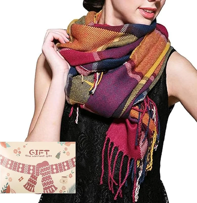 Visita la tienda de HEEKPEK heekpek Bufanda Mujer Invierno Otoño Tartan Bufanda Caliente Suave Larga Cachemira Mujer con Borlas — Ropa Navidad
