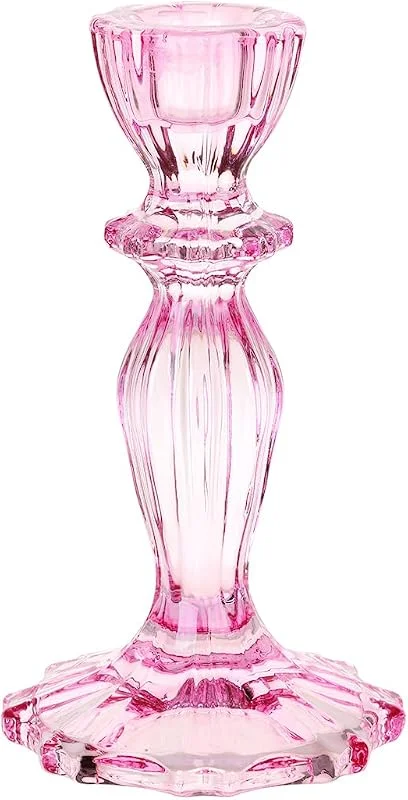 Visita la tienda de Talking Tables Candelabro de Cristal Rosa, Soporte Decorativo para Velas para Comedor, Elegantes Decoraciones de Mesa de Cena, Regalo de cumpleaños, Aniversario de Boda, decoración del hogar, para Ella — Cena a la luz de velas