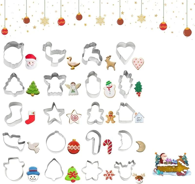 Cerioll Mini Moldes Galletas, 20 Piezas Cortador De Galletas De Navidad, 3D Molde Galleta Navidad, Mini Cortador De Moldes, Para Galleta De Bricolaje, Copos De Nieve, Hombres De Jengibre — Hogar y cocina