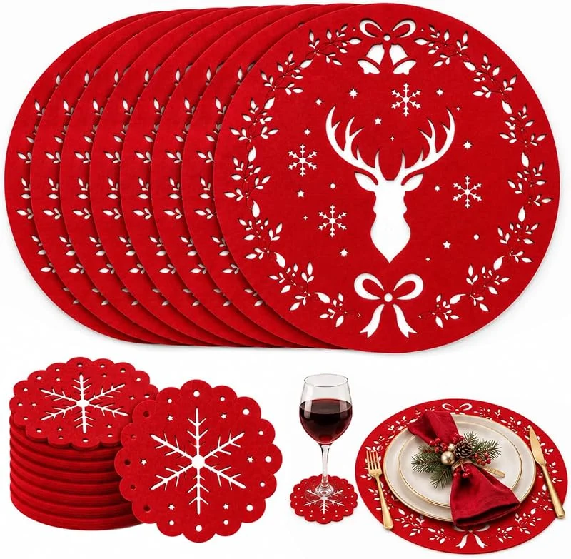 badaren Mantel Individual Rojo Navideño, Bonitos Individuales Navideños — Hogar y cocina