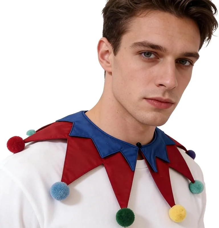 CAMDOM Accesorios de disfraz de bufón con cuello de payaso de Navidad para adultos — Ropa Navidad