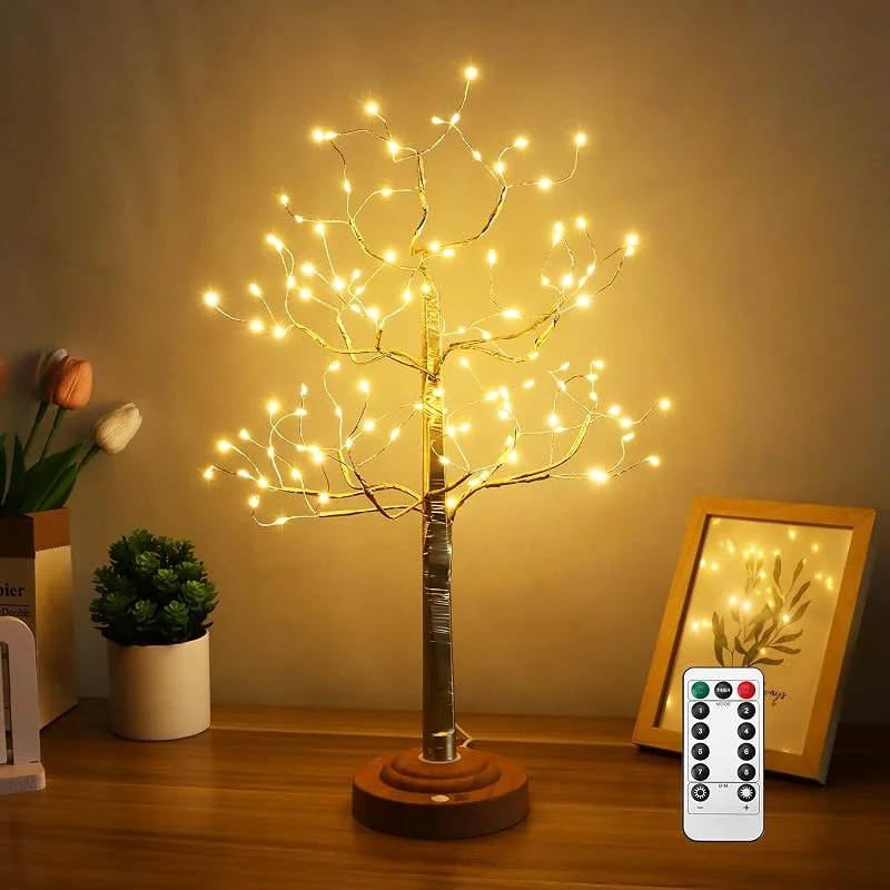 Visita la tienda de Kinamy Kinamy Luces Arbol, Arbol con Lámpara 8 Modos Luminosidad Regulable, Decorativo Led con Mando a Distancia, Luces Navidad, para Decoración del Hogar, Navidad, Año Nuevo, Pascua — Cena a la luz de velas