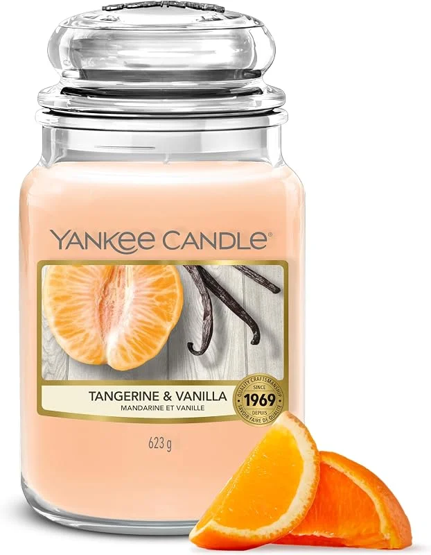 Visita la tienda de Yankee Candle Yankee Candle Vela perfumada, Tarro grande de Tangerine & Vanilla, Velas de larga duración: hasta 150 horas, Regalos perfectos para mujeres — Cena a la luz de velas