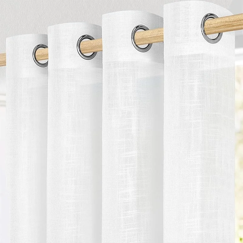 Visita la tienda de MRTREES MRTREES Cortinas de Dormitorio Comedor Salon Cocina Habitacion 2 Piezas 140×245cm Visillos Blancos Translúcidas Modernas de Lino Aspecto con Ojales para Ventanas Sala para Niños Sala Cuarto Baño — Luces Navidad