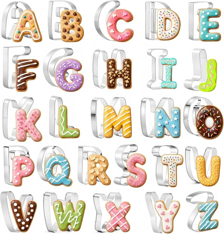 Focenat Juego de 26 cortadores de galletas con forma de letras del alfabeto grande — Hogar y cocina
