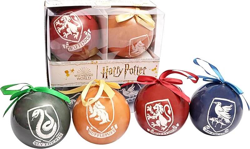 Visita la tienda de Ciao Ciao Juego de 4 bolas de árbol de Navidad con diseño de casas de Hogwarts de Harry Potter (8 cm de diámetro), con licencia oficial de Wizarding World, en caja de regalo, multicolor — Decoracion Navidad
