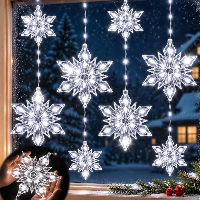 VEEKAY 4 Piezas Luces Navidad Led, Luminosas de Cortina para Fiesta de Navidad, Luces de Decoración