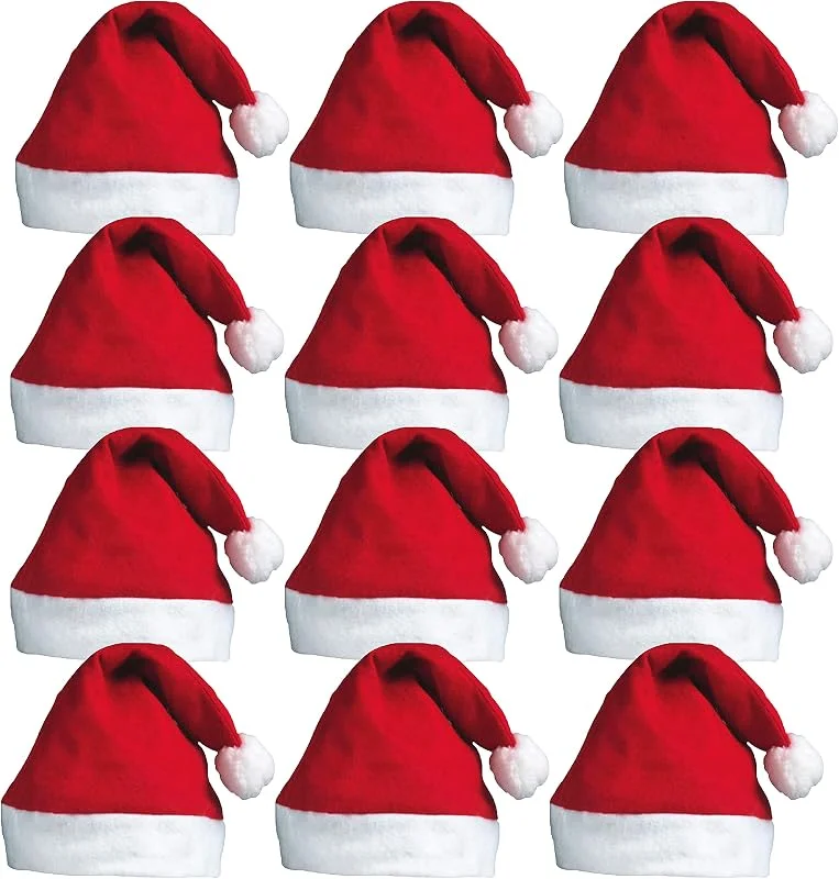 REDSTAR 12 Gorros de Papá Noel - Gorros de Navidad para Fiesta Navideña o Disfraz de Papá Noel - Divertido Gorro Rojo de Santa Claus para Navidad — Ropa Navidad