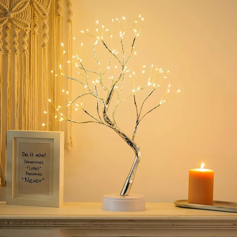 Visita la tienda de Nuptio Abedul con Luces, Árbol de Ramitas Bonsai Árbol de 1.6 Pies Árbol de Navidad Árboles Iluminados para Decoración Fiesta en Casa Cumpleaños Boda Decoración Interior (Luz Blanca Cálida, 1 Pieza) — Decoracion Navidad