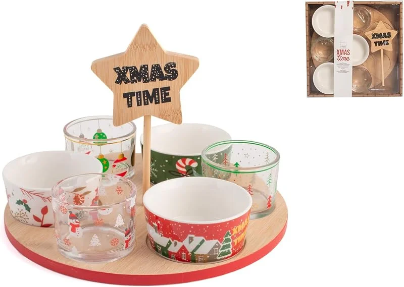 H&H Set 8 Pezzi Natale Con Base In Bamb� — Adviento y mesa