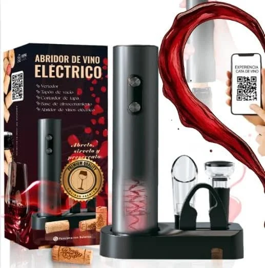 LIVING LOGIC Sacacorchos Eléctrico con Cortacápsulas, Aireador y Vertedo — Vino y mesa festiva