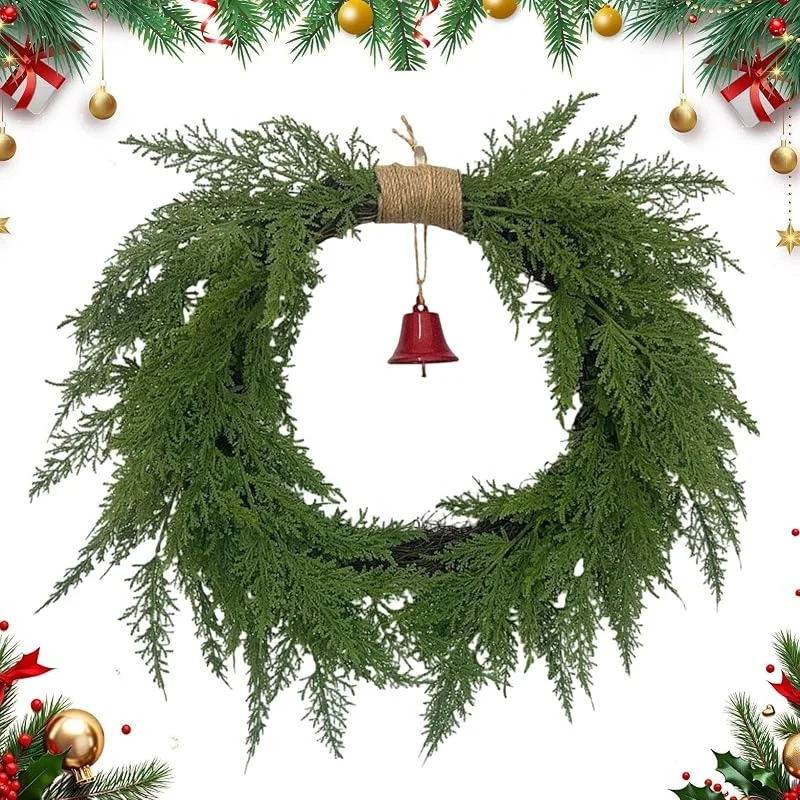 Générique Corona de Navidad para puerta colgante bohemio de pino con campana — Decoracion Navidad