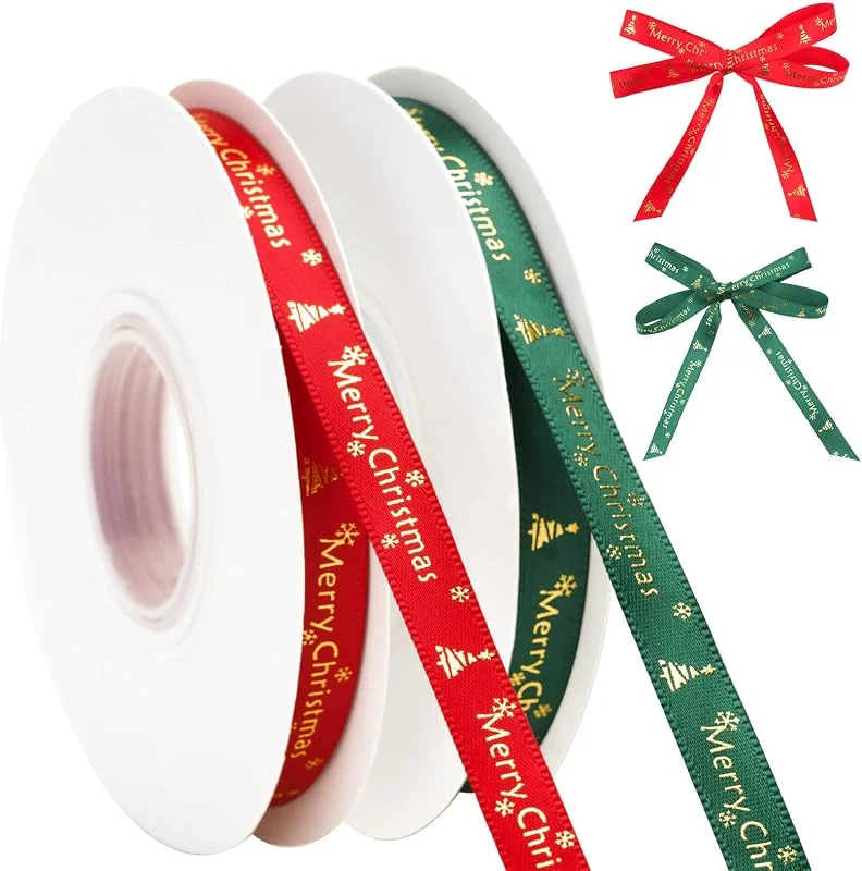 Visita la tienda de G2PLUS G2PLUS 2 Rollos Cinta Navideña, 10mmx22m Cinta Regalo Roja y Verde — Envoltorio regalo