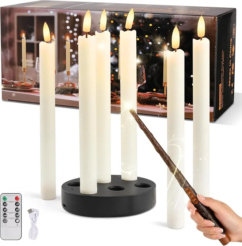 KIKILIVE 6 Velas LED Recargables, Sin Llama, Mando y Temporizador — Luces Navidad