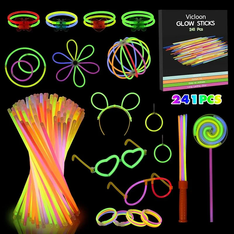 Visita la tienda de Vicloon Vicloon Barras Luminosas, 241pcs Pulseras con Conectores, Juego de Varitas Fluorescentes para Fiesta Carnaval Festival — Ropa Navidad