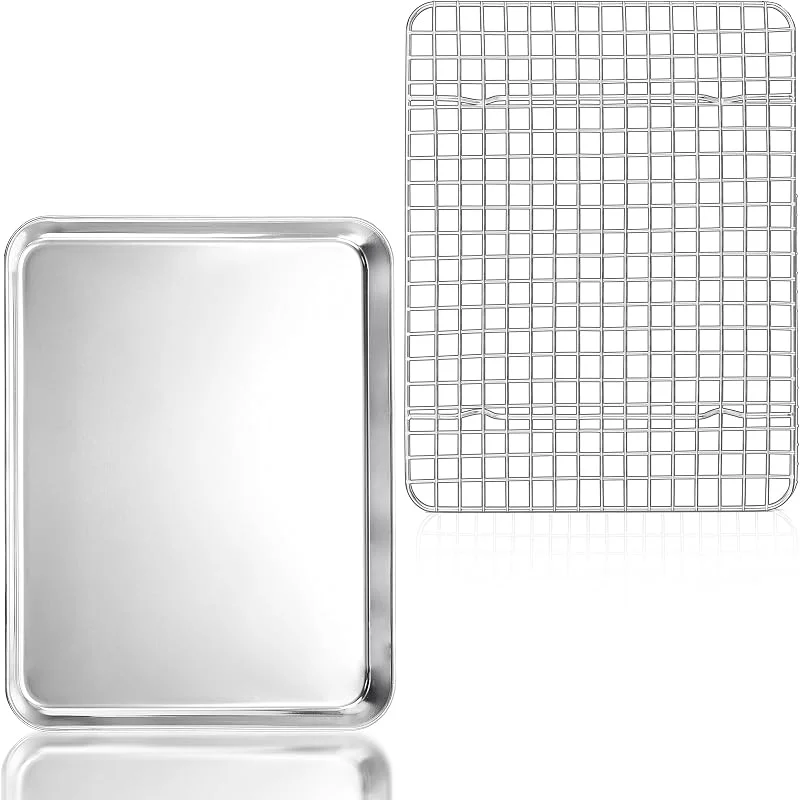 Herogo Bandeja para hornear de acero inoxidable con estante de refrigeración, bandeja para hojas, 31, 4 x 24, 6 cm — Hogar y cocina