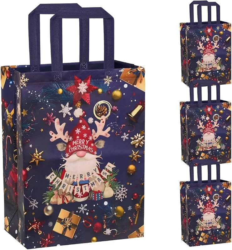 BIULDPY 4 Bolsas de Regalo Grandes para Navidad, Bolsas de Tela con Asa, Reutilizables para Envolver Regalos y Entregar — Envoltorio regalo