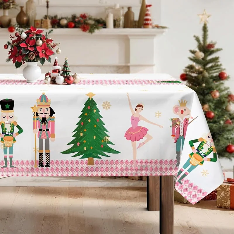 Visita la tienda de Arquiel Mantel Navidad Cascanueces Rosa, Impermeable Antimanchas Poliéster Lavable para Fiesta, Vacaciones, Decoración del Hogar De Invierno (140 X 180 Cm) — Hogar y cocina