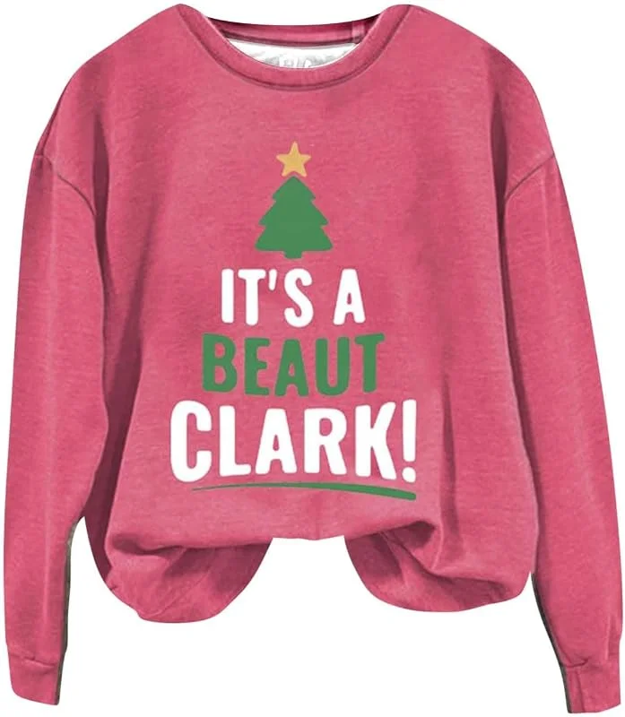 Generic HUIFUAO Sudaderas de Feliz Navidad para mujer, suéter de Navidad para mujer, árbol de Navidad, manga larga, suéteres de Navidad para mujer — Ropa Navidad