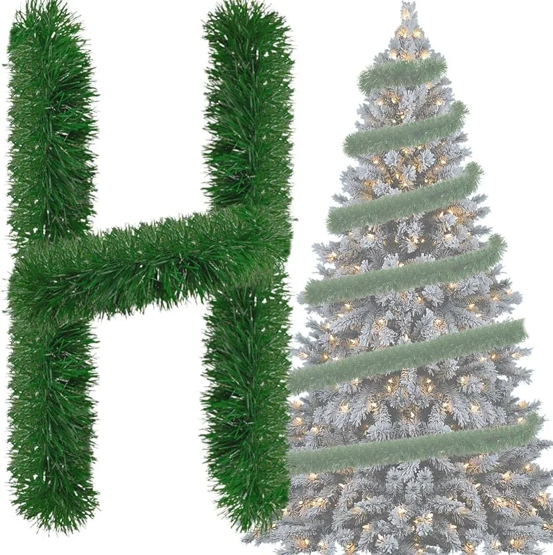 KYOEOE Guirnalda de Navidad Espumillón Verde 4X 3M - Ø 9 cm, Decoración para Árbol de Abeto - Guirnalda Dorada de Navidad — Decoracion Navidad
