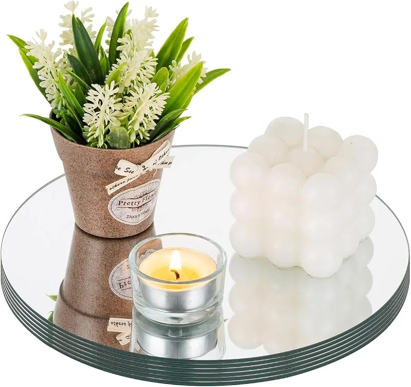 Visita la tienda de Nuptio NUPTIO Espejo Redondo Centros de Mesa: 6 Piezas Bandeja Cristal Espejado Velas Mesa 20cm Set de Bandejas para Velas de Mesa para Eventos de Boda Proyecto de Manualidades Decoración del Hogar 2mm — Cena a la luz de velas