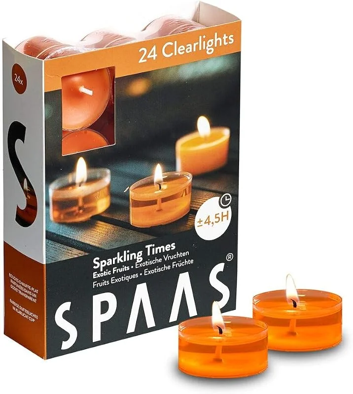Visita la tienda de Spaas Spaas 24 luces perfumadas, velas de té en taza transparente, 4, 5 horas, tiempos de brillo — Cena a la luz de velas