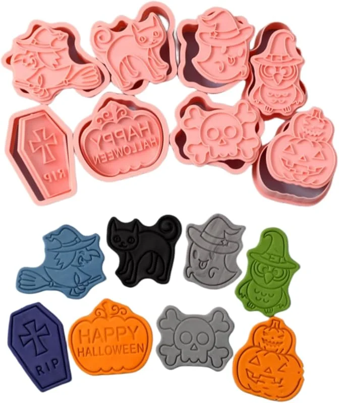 Visita la tienda de Yealoo Juego de 8 moldes para galletas de Halloween, molde 3D de plástico. — Hogar y cocina