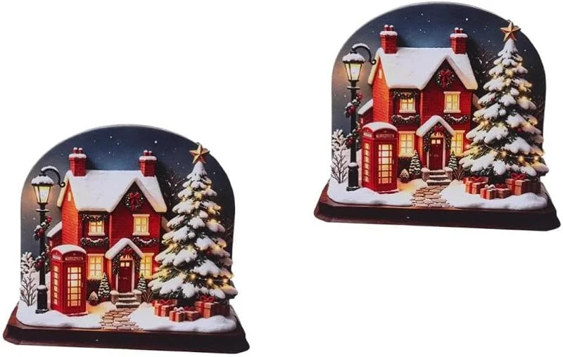 PRETYZOOM 2 Piezas Adorno Navideño Iluminado de Casa de Invierno LED y — Decoracion Navidad