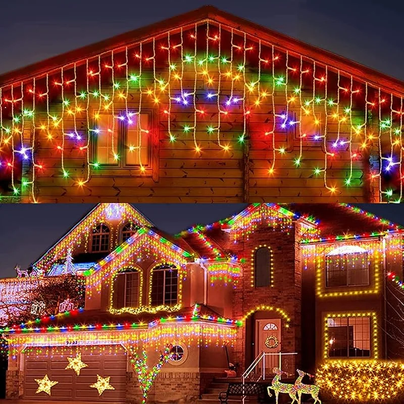 JIMACRO Guirnaldas Luces Exterior Solar, 6M 264 LED Luces de Hadas de Cortina, 44Pcs 0.7M+0.5M Impermeables Guirnalda Luces de Decoración Solar, LED Hada Solare Cortina Luces Navidad Exterior