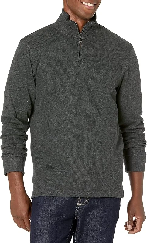 Visita la tienda de Amazon Essentials Amazon Essentials Jersey de Canalé Francés con Cremallera de un Cuarto Hombre — Ropa Navidad