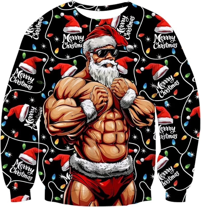 Visita la tienda de TUONROAD TUONROAD Suéter de Navidad Unisexo Novedad Christmas Impreso Jerséis Cuello Redondo Manga Larga Ugly Xmas Sweater Invierno para Mujer Hombre S-XXL — Ropa Navidad
