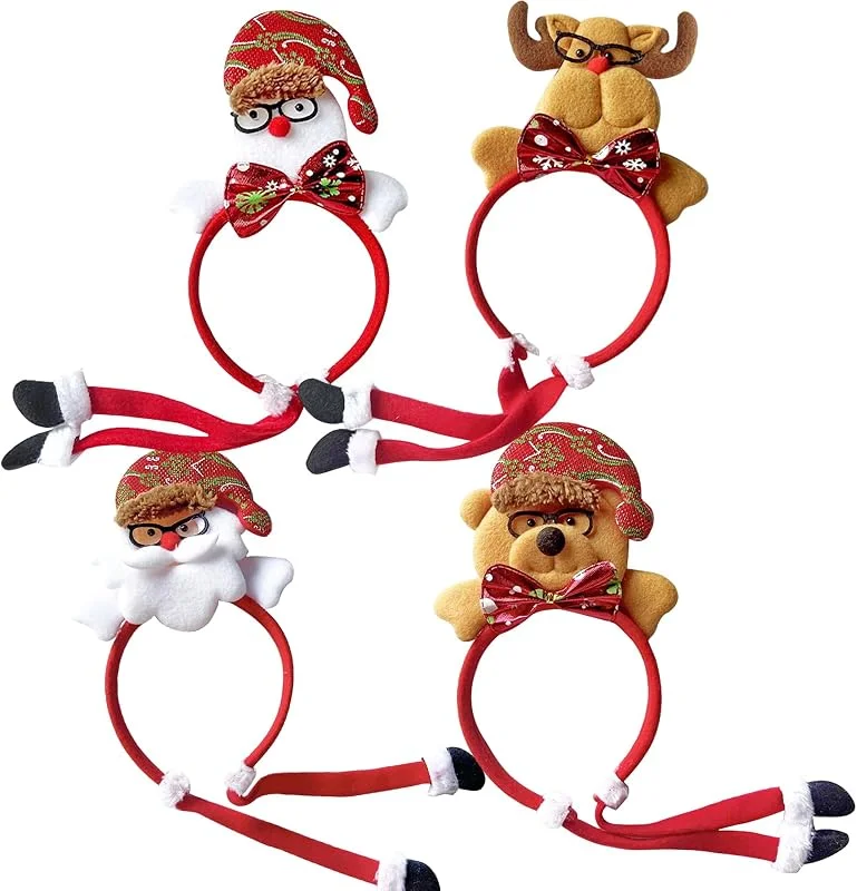 Pellinch Diadema para el pelo de Navidad, 4 unidades, diadema de Navidad, para adultos, Navidad, reno, diadema, Navidad, fiesta de carnaval, fiesta — Ropa Navidad