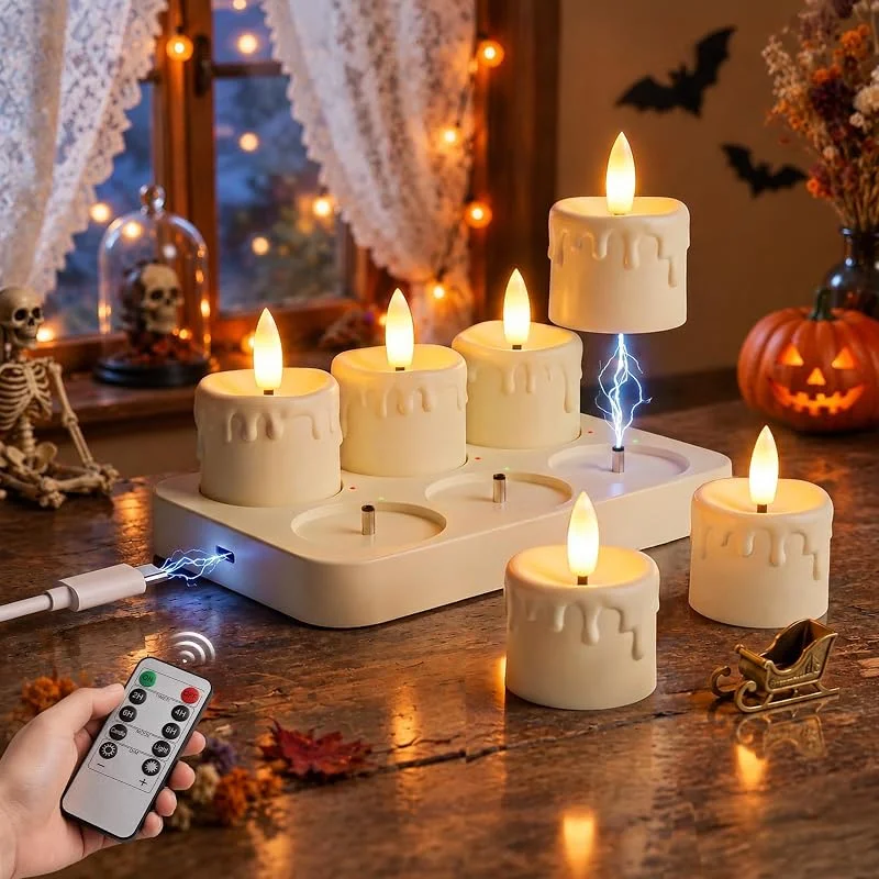Visita la tienda de Ketom Ketom 6 Velas LED Recargables, Velas LED Efecto Llama, Regulable — Luces Navidad