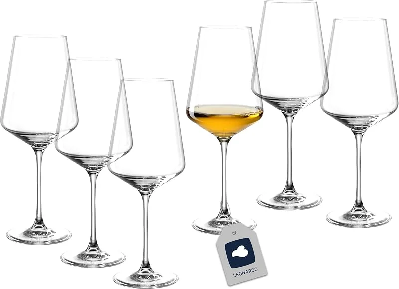 Leonardo Copas de vino blanco Leonardo Puccini, juego de 6, aptas para lavavajillas, copa con tallo estirado, juego de copas de vino, 560 ml, 014789, transparentes — Vino y mesa festiva
