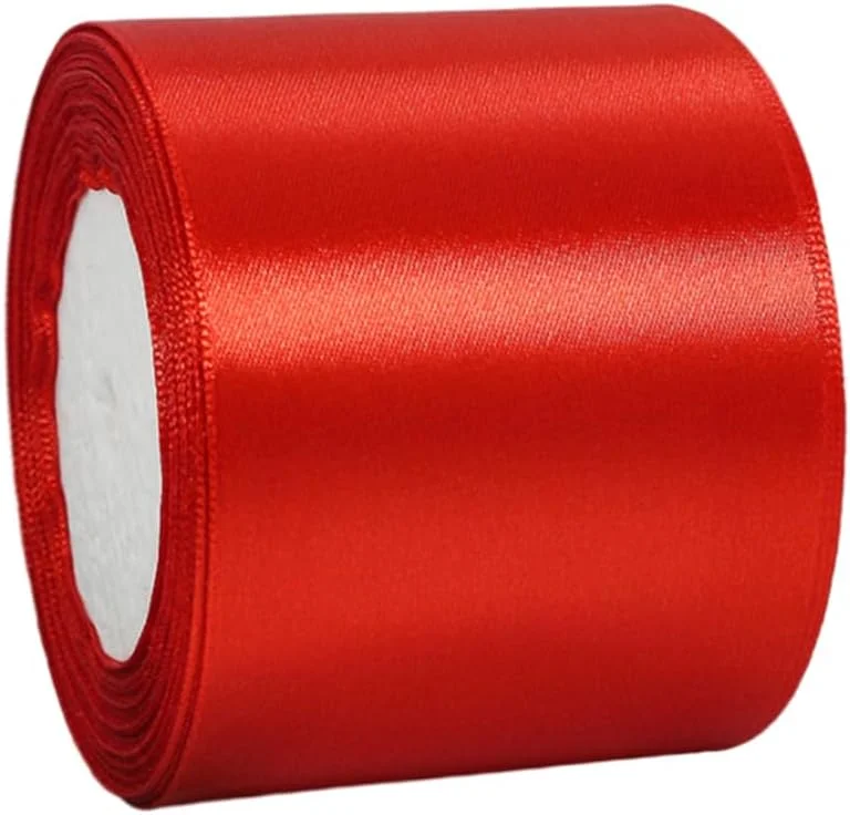 yayafunfun Cinta roja ancha de satén de 100 mm para envolver regalos, cinta gruesa de seda de 22 m, cintas gruesas de seda para manualidades, Reino Unido, Navidad, coche de boda, ramos, fiestas, decoración de — Envoltorio regalo
