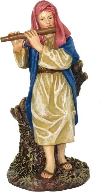 Visita la tienda de Ferrari & Arrighetti Ferrari & Arrighetti, Pastor con Piffero Línea Martino Landi, Resina Pintada a Mano, belén de 12 cm, Figura para Belén y Natividad — Decoracion Navidad