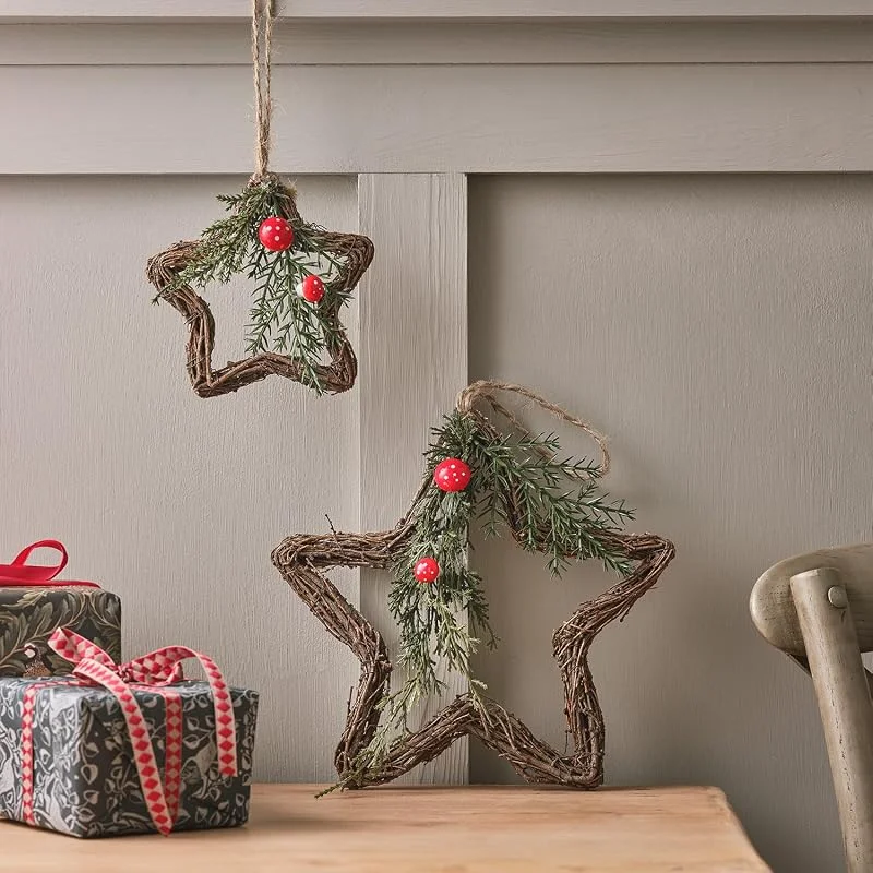 Visita la tienda de Lights4fun Lights4fun Juego de 2 Decoraciones de Estrella de Ramita con Follaje y Hongos Rojos Decoración de Ventanas Colgantes de Navidad Decoración de Interiores — Decoracion Navidad
