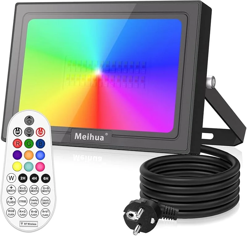 Visita la tienda de MEIHUA MEIHUA Foco Proyector LED Con Enchufe 35W Foco Exterior LED RGB 10 Colores — Luces Navidad