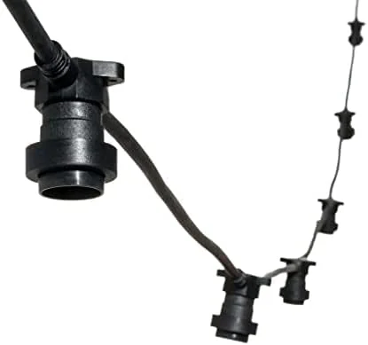 m MU MU Guirnaldas Luces Exterior 10 Metros 10 Portalámparas Para Led E27 Negro Cable Impermeable Extensible Hasta 1000W IP54 Exterior Jardín Boda [Clase de eficiencia energética: A] — Luces Navidad