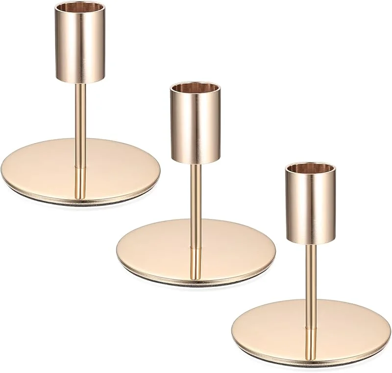 ZWFSDM 3 Pcs Portavelas de Oro, Vintage — Cena a la luz de velas