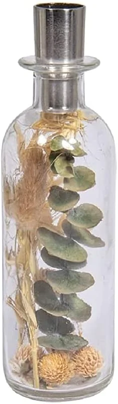 Rayher Portavelas cristal con flores secas, botella 18, 5x5, 5 ø cm, para velas largas, 46698000 — Cena a la luz de velas