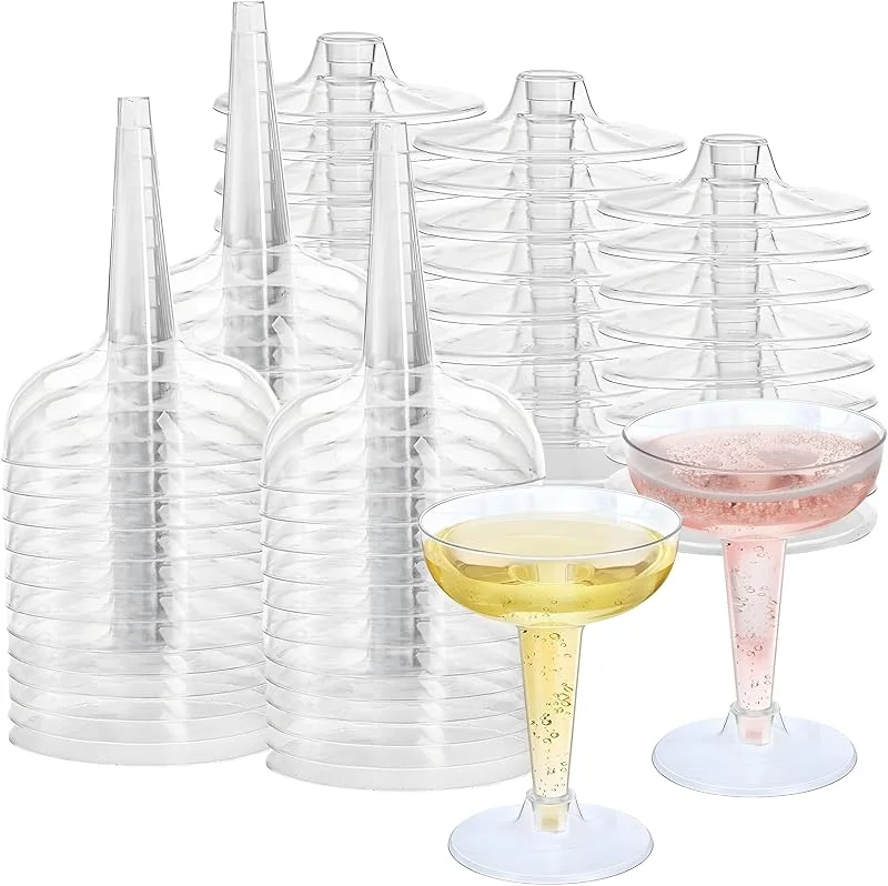 YWKJDDM 25 copas de champán de plástico, 150 ml, transparentes, de plástico — Vino y mesa festiva