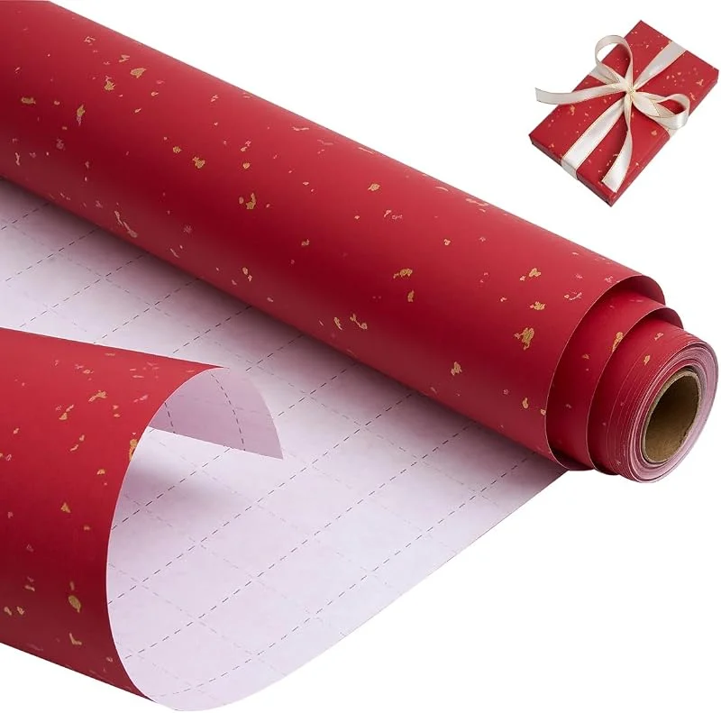 DOJoykey Rollo de papel para envolver regalos de cumpleaños, 43 cm x 9 m, reciclable, papel kraft rojo para envolver regalos de cumpleaños, bodas, baby showers y fiestas — Envoltorio regalo