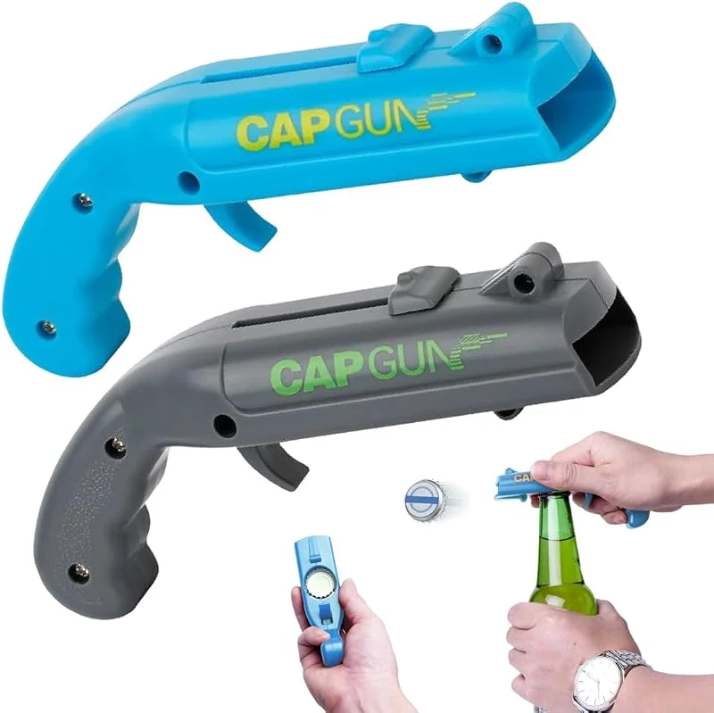 GWEOR 2 PCS Abrebotellas Pistola, Abridor de Botellas, Cap Gun, Abridor Cerveza, Abridor de Botellas de Cerveza, Abridor Pistola para Inicio Bar Fiesta Beber — Vino y mesa festiva